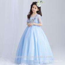 high quality children long wedding dress princess dress bule elegant long dress